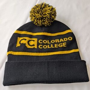 Colorado College Beanie With Pom NwoT Black And Yellow